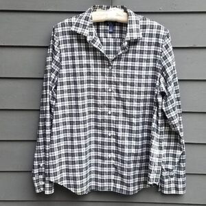 Chaps Black White Plaid Cotton No Iron Button Down Shirt size XL